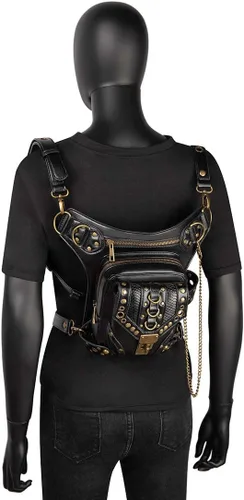Vista 6 de Halloween Steampunk Retro Motocicleta Señora Bolsa Rock Gótico Hombro Riñonera Bolsas (K)