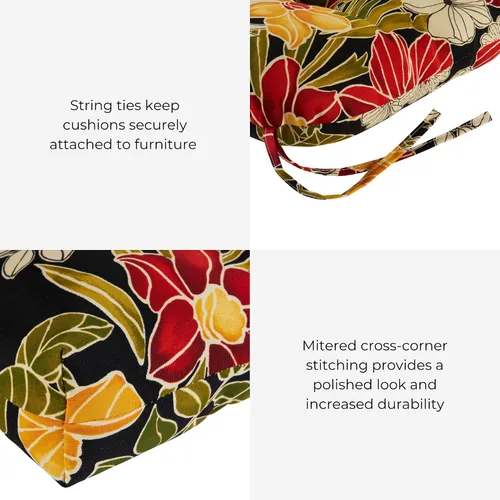 Vista 4 de Cojines para silla de exterior con bisagras, diseño de una sola pieza, cojín reversible para asiento y respaldo de patio con lazos, tela de Aloha