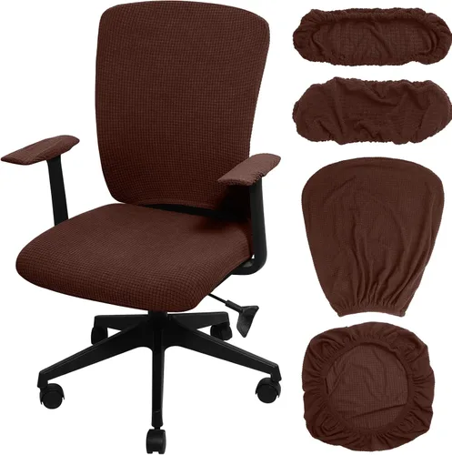 Vista 15 de Tallew Juego de 4 fundas protectoras universales para sillas de oficina, fundas de asiento elásticas para sillas de oficina, fundas para Negro