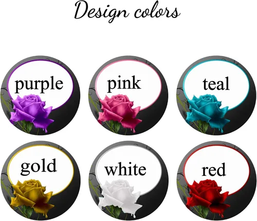 Vista 3 de Personalized Rose Retractable Badge Reel, Extends to 34 inches 6 Design Colors, Flower ID Holder Gift, Custom Fonts, 3 Design Sizes, Decorative