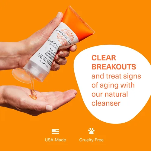 Vista 5 de Botanic Tree Limpiador facial con vitamina C, limpiador facial para todo tipo de piel, envejecimiento o piel seca, minimiza las cicatrices del acné