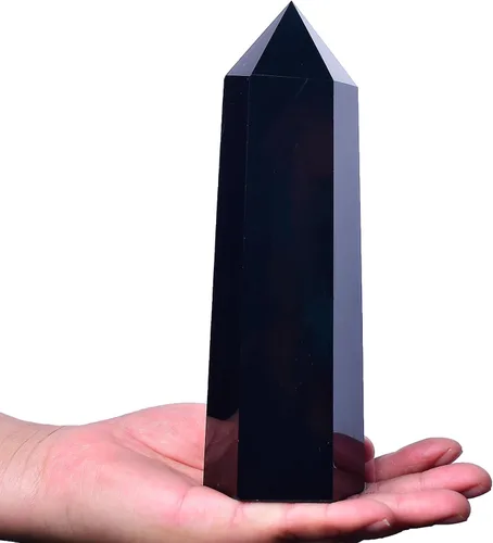 Vista 13 de Torres de cristal de piedra de sangre africana, 6 puntas de cuarzo facetado, obelisco rojo curativo, varita de cristal curativo 0.6-0.8 libras