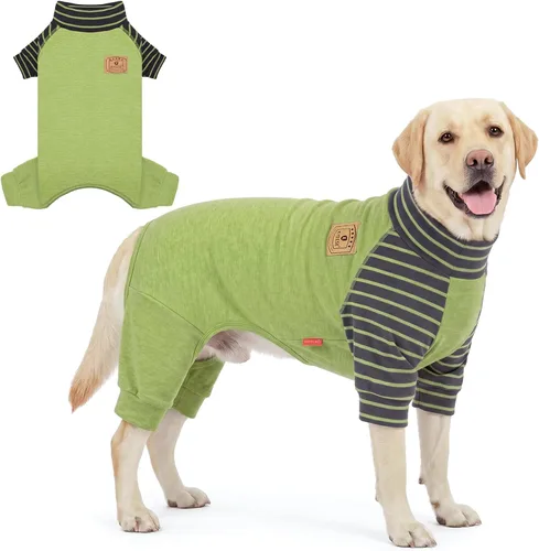 Vista 16 de KYEESE Pijamas para perros pequeños – Suéter elástico de cuello alto, abrigo de material súper suave y cálido con corbatín, pijama para perro