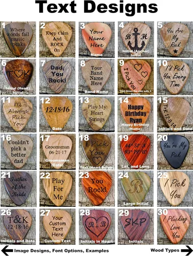 Vista 4 de Custom Wood Guitar Pick - Handmade Wood Guitar Pick - Engraved Wooden Guitar Pick- Personalized Wood Guitar Pick - 1 Wood Guitar Pick