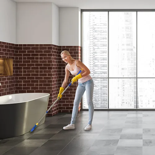 Vista 7 de Household Cleaning Supplies - Cepillo de mango largo para limpieza de línea de lechada de piso a pared, sin rodillas, con cerdas rígidas