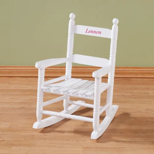 Vista 2 de Miles Kimball Custom Childs White Rocker - Fuente Rosa Pink Fuentes