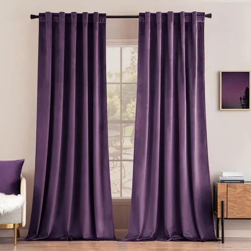 Vista 59 de MIULEE Cortinas de terciopelo de 84 pulgadas de largo, juego de 2 paneles para dormitorio, con pestaña trasera plisada, de lujo, aislamiento