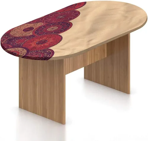 Vista 9 de Mantel ajustable ovalado, color naranja quemado con bordes elásticos y bordes elásticos, para mesa con estampado de pétalos de flores y encaje
