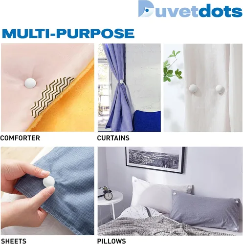 Vista 5 de Duvetdots - Clips de edredón sin llave, color beige, no necesita llaves. Paquete de 8 pasadores de ropa de cama de algodón egipcio con bloqueo