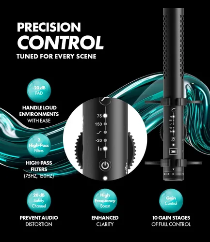 Vista 4 de Movo X1 Supercardioid Shotgun Microphone - Micrófono de cámara de 3.5mm/XLR/USB-C para DSLR, smartphones y computadoras - Micrófono de boom