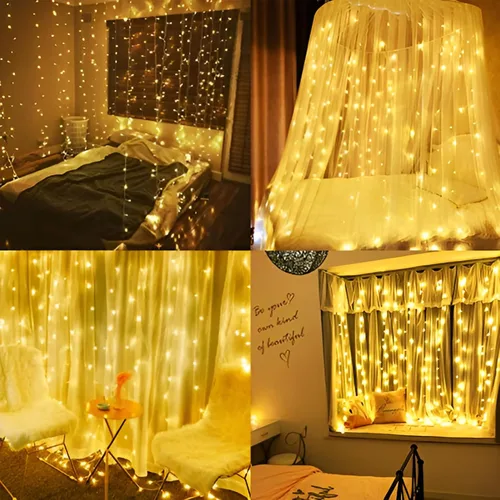 Vista 5 de Moobibear - Cadena de luces de hadas de 33 pies con 100 LED, impermeables, con enchufe y 8 modos de iluminación - Decoración para interiores
