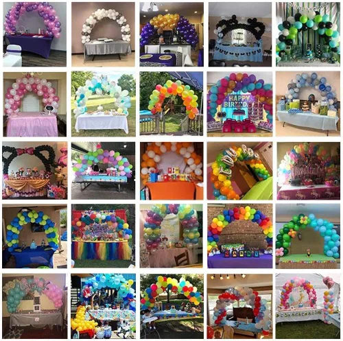 Vista 7 de LANGXUN Kit de arco de globos de mesa de 12 pies y 2 juegos de soporte de columna de globos de 50 pulgadas de alto para decoraciones de cumpleaños