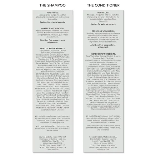 Vista 6 de Caldera + Lab The Shampoo + Conditioner Bundle Dúo de cuidado del cabello para hombres para cabello sano y más completo, limpiador