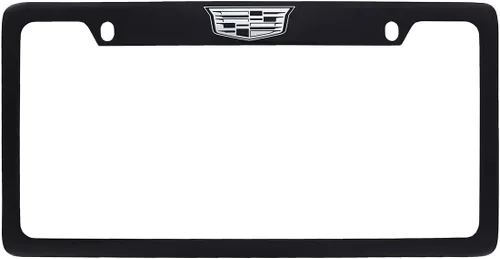 Vista 9 de Cadillac con escudo - Marco de placa de matrícula de metal - Negro recubierto en polvo con cromado expuesto Negro A