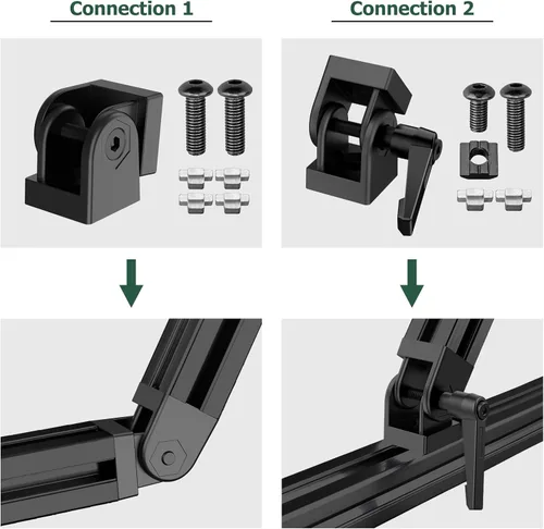 Vista 4 de JiGiU Juego de conectores de perfil de aluminio 3030 de 4 piezas – Conector de tuerca de 8 ángulos con abrazadera de palanca – Junta de marco