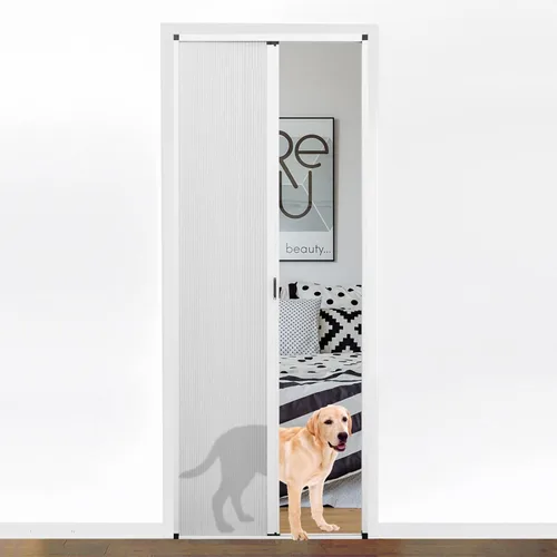Vista 14 de MaKefeile Puerta celular plegable de acordeón sin perforaciones para puertas celulares, puertas correderas para dormitorios, pasillos, divisores