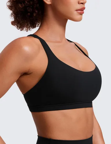 Vista 4 de CRZ YOGA - Sujetadores deportivos con tirantes delgados para mujer, brasier de yoga con relleno, sin varillas, espalda cruzada sexy, lindo