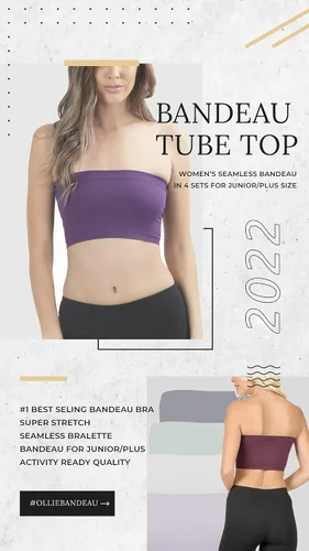 Vista 4 de Ollie Arnes Sujetador bandeau sin tirantes de 4 piezas, brasier sin costuras para mujer, camiseta bandeau para jóvenes y talla grande