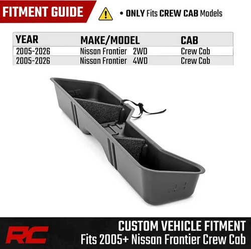 Vista 5 de Rough Country Caja de almacenamiento debajo del asiento para Nissan Frontier Crew Cab (2005-2025) - Organizador de bandeja trasera debajo