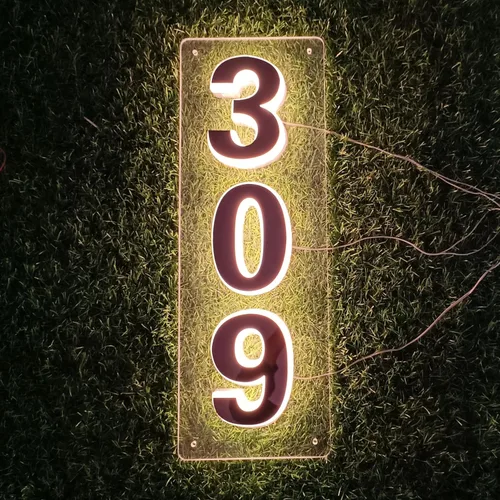 Vista 5 de Letrero de dirección iluminado con números de casa retroiluminados personalizados (4 ~ 5 números)