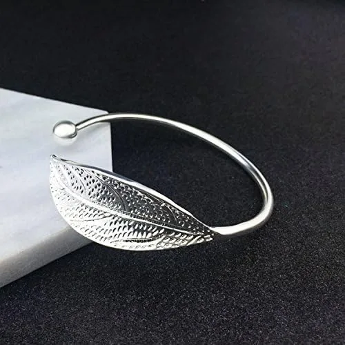 Vista 7 de YBpineer - Brazalete para mujer con diseño de hojas abiertas