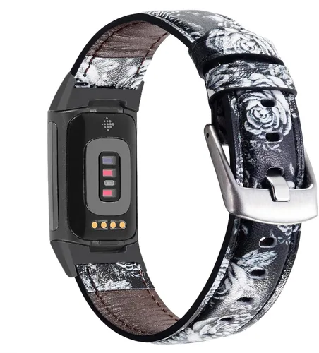 Vista 7 de Leather Bands Compatible with Fitbit Charge 5,Replacement Genuine Leather Straps for Women Men,Soft Leather Adjustable Watch Band Replacement