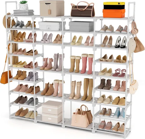 Vista 11 de ROJASOP Organizador de Zapatero Grande para Entrada Armario 64-68 Pares 9 Niveles Resistente Alto Zapatero de Garaje Estante de Zapatos