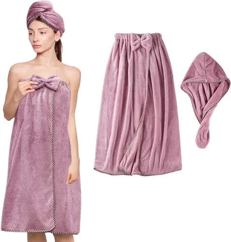 Vista 7 de Toalla de Baño para Mujeres - Toalla de Microfibra de Lujo Ajustable para el Cabello, Toallas Suave para la Ducha Después de la Cubierta Corporal