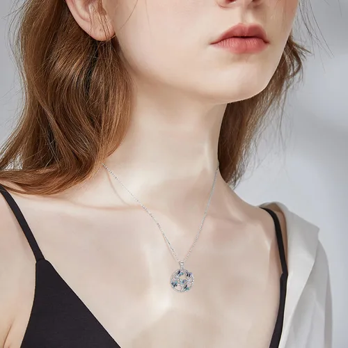 Vista 2 de YEESIA Lucky 4 Leaf CloverLotus TurquoiseRoseTree of Life Necklace for Women Girls 925 Sterling Silver Pendant HeartButterfly Necklaces Birthday
