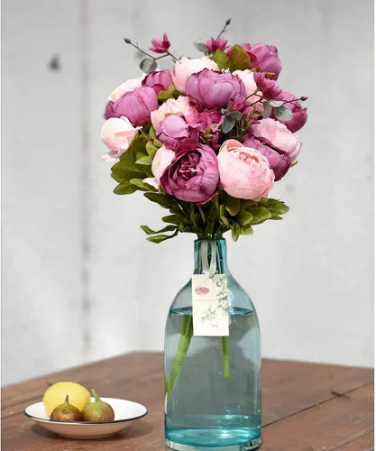 Vista 7 de FiveSeasonStuff - Peonías y hortensias artificiales de seda, ideal para decoración de bodas, novias, hogar, decoración de centro de mesa (2 ramos).