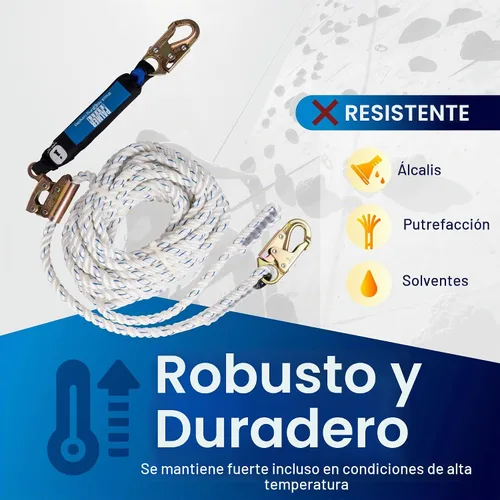 Vista 4 de Ensamble de Línea de Vida Vertical Palmer Safety - Arnés de Cuerda de 25 Pies de Seguridad con Agarre de Cuerda - Kit de Protección contra Caídas