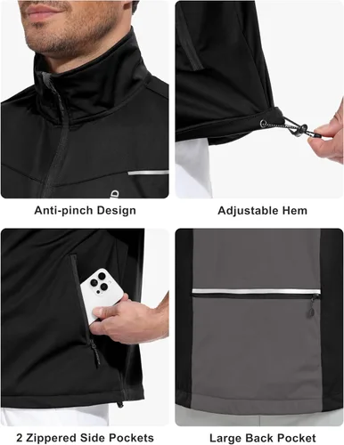 Vista 5 de Little Donkey Andy Chaqueta de golf Softshell de manga corta para hombre Negro