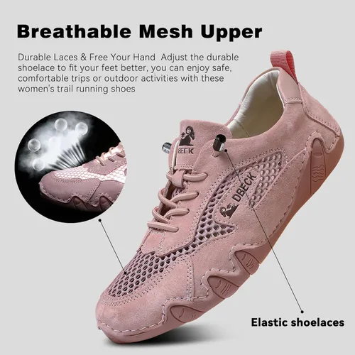 Vista 4 de JishinGal Zapatos deportivos de malla para exteriores para senderismo y caminar, zapatos deportivos de verano para mujer, malla transpirable
