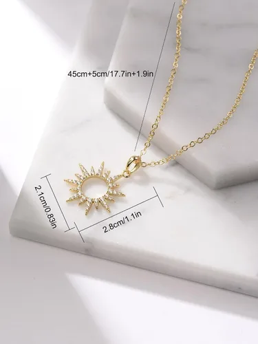 Vista 3 de DwearBeauty Collar con dije delicado chapado en oro de 14 quilates collares de oro para mujeres niñas fiestas y uso diario Vidrio Circonia cúbica