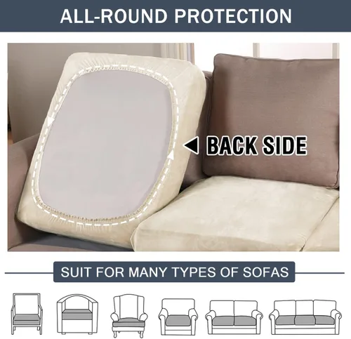 Vista 4 de CONRUSER Funda de cojín elástica de terciopelo suave, funda de cojín de felpa de terciopelo suave, fundas de sofá, protector de muebles con parte