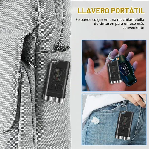Vista 7 de BORUIT V3 Linterna EDC Pequeña y Potente con Luz Roja UV y Azul, Altos Lúmenes 900LM, Carga USB-C, Mini Linterna de Bolsillo y Llavero - 12 Modos