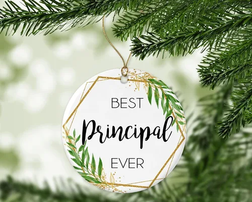 Vista 3 de Adorno de Navidad principal – Adorno de Navidad para el principal – Mejor principal del mundo – El mejor principal principal de la historia