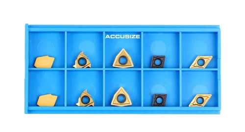 Vista 2 de Accusize Industrial Tools 2 piezas de cada tipo de insertos de carburo para 2988-0012, recubierto de CVD y recubierto de estaño, total 10 piezas