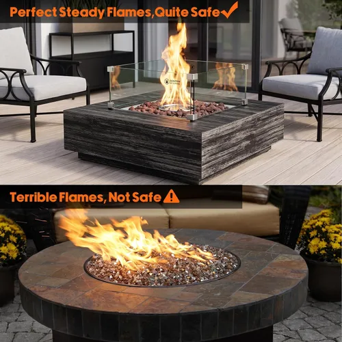 Vista 5 de Skyflame 16" Square Glass Wind Guard for Fire Pit