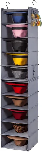 Vista 6 de LADYBRO Sombrero de Fedora y Fedoras Combo de almacenamiento, sombrero rojo para mujer, fedora de lana de ala ancha, organizador de sombreros