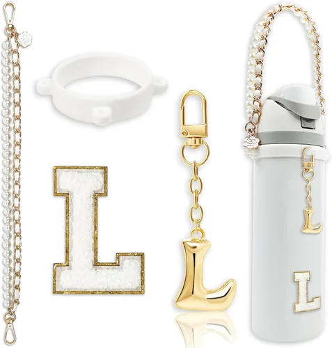 Vista 95 de Letter Handle Strap Accessories with Cute Initial Charm Compatible with Owala Water Bottle 24oz 32oz 40oz Owala Kids