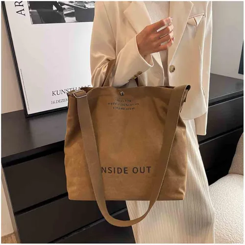 Vista 3 de Bolso de mano de lona grande para mujer, bolso de trabajo para hombro, bolso cruzado con asa superior, estilo vintage, estilo grunge, hobo