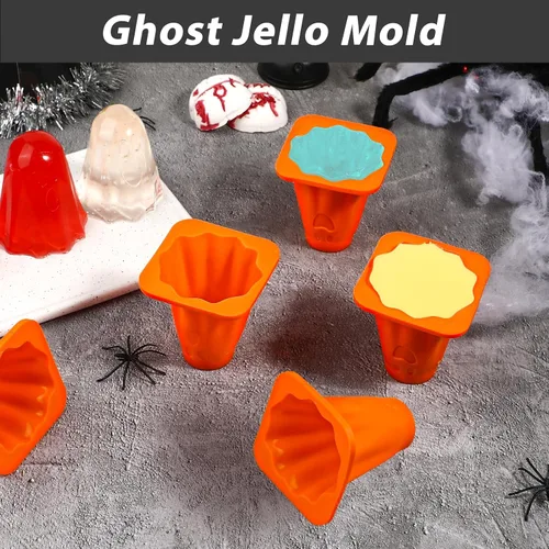 Vista 4 de Kamehame Molde de silicona de fantasma gigante, 8 paquetes de moldes de gelatina fantasma, moldes de silicona para Halloween