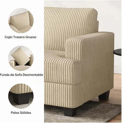 Vista 4 de COPIAE - Sofá de 89 pulgadas con asientos extra profundos, sofá de 3 plazas para la sala de estar, sofá moderno y cómodo con apoyabrazos, asientos