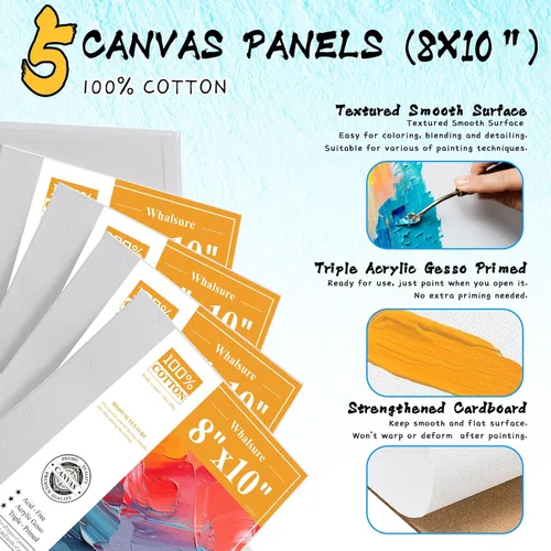 Vista 6 de Juego de Pintura Whalsure, Juego de Pintura Acrílica para Niños y Adultos - Suministros de Pintura con 18 Pinturas Acrílicas, 8 Pinceles de Pintura