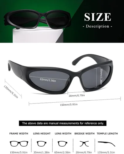 Vista 4 de kimorn Y2K K1273 - Lentes de sol polarizados envolventes para mujeres y hombres, Swift Oval Fashion Sport Shades