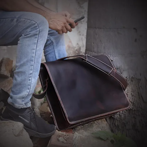Vista 3 de 11 pulgadas pequeño Crossbody hombro cuero genuino iPad/Tablet Vintage Messenger Bag para 10.5 pulgadas iPad pro para mujeres y hombres