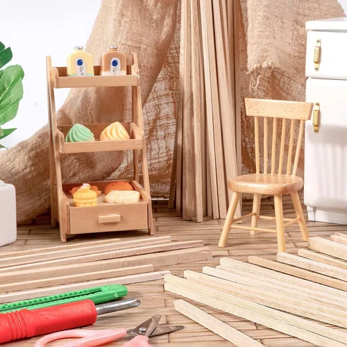 Vista 7 de 250 palos de madera de balsa, clavijas cuadradas de madera dura tacos