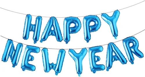 Vista 5 de Cartel de Feliz Año Nuevo de 16 pulgadas - Globo de aluminio 2021 para decoración de fiestas, suministros de celebración (negro)