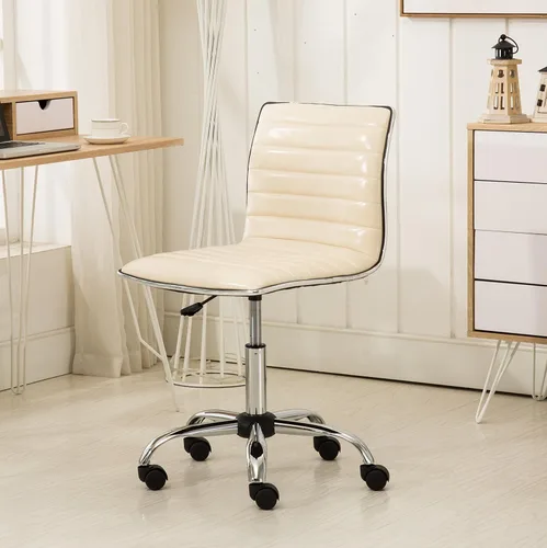 Vista 7 de Roundhill Furniture Fremo Chromel - Silla de oficina ajustable con elevación de aire, color beige